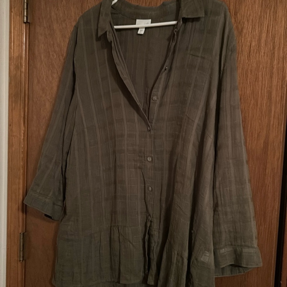 JJill big olive green tunic blouse